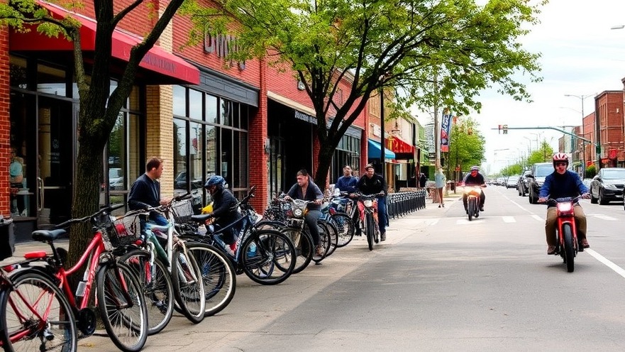 Bike riding through downtown Dayton, Ohio on a sunny day.