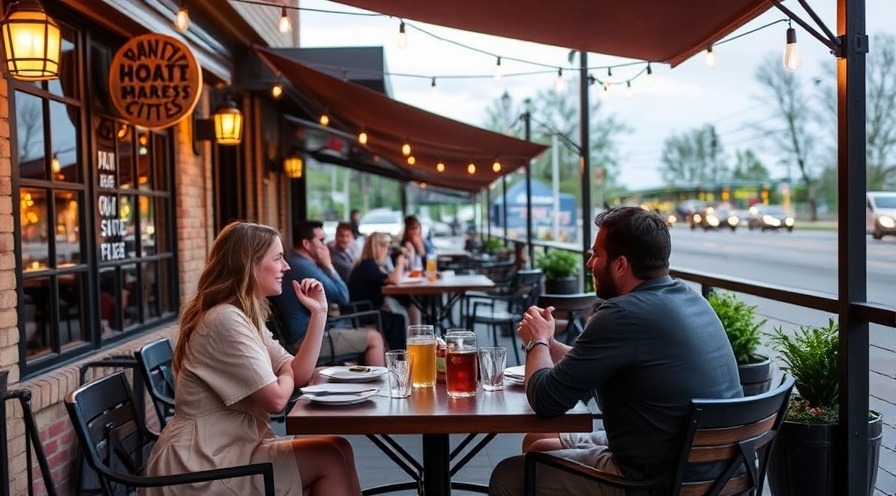 Couples in Ohio enjoying outdoor dining at a patio restaurant.