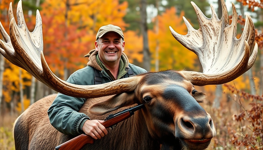 Hunter with moose in forest, highlighting deer hunting mishaps.