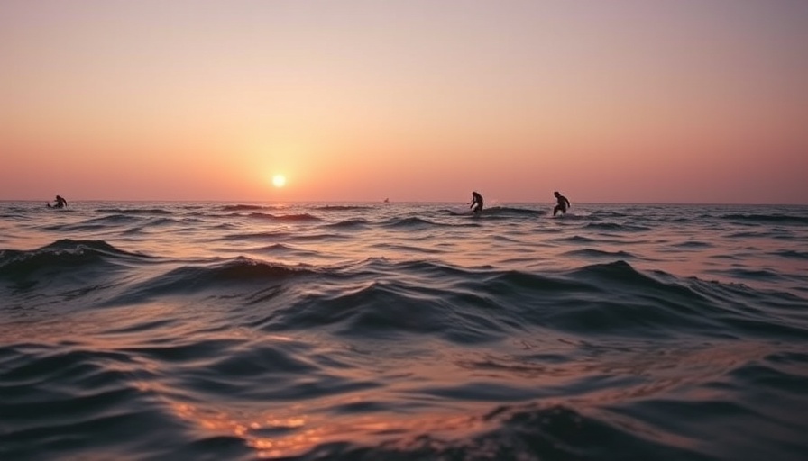 Intrepid Travel: surfers at a tranquil ocean sunset