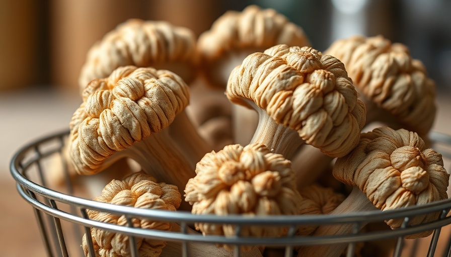 Close-up of morel mushrooms in a basket, intricate details.