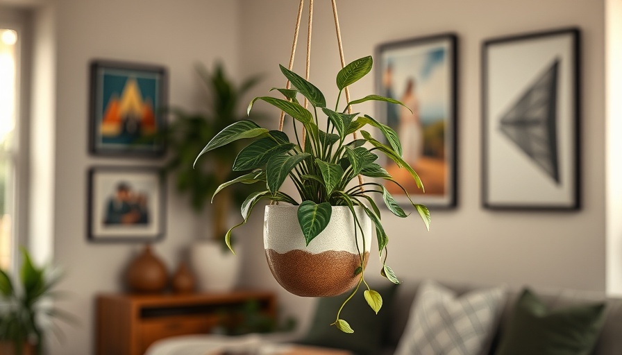 Stylish hanging plant in a ceramic pot in a serene indoor setting.