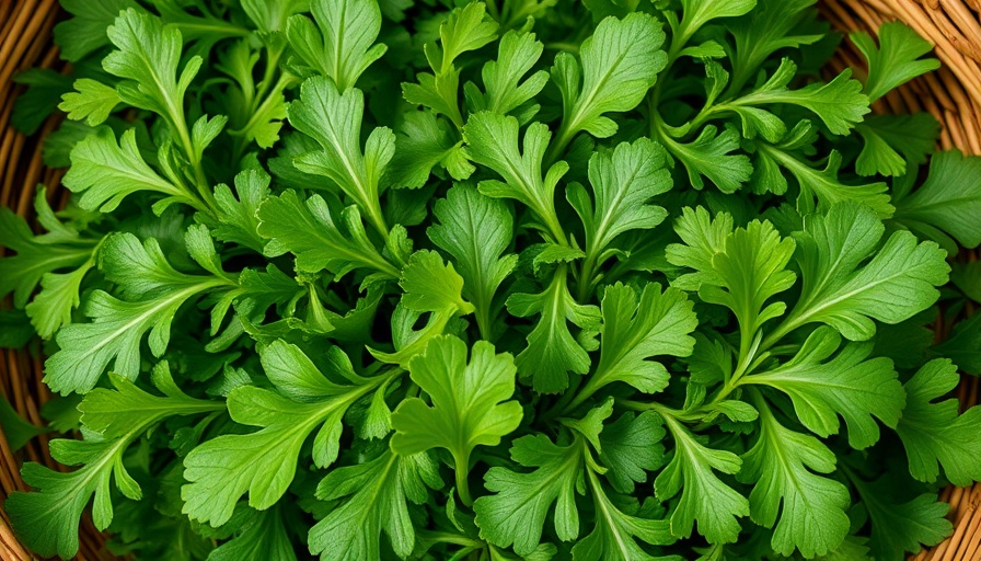 Variety of arugula leaves in a basket