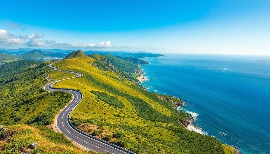 Scenic coastal landscape near Ritz Carlton Resort with ocean and hills.