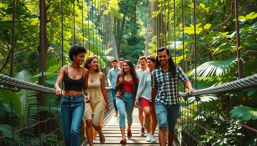 South Africa Adventures: group on forest suspension bridge