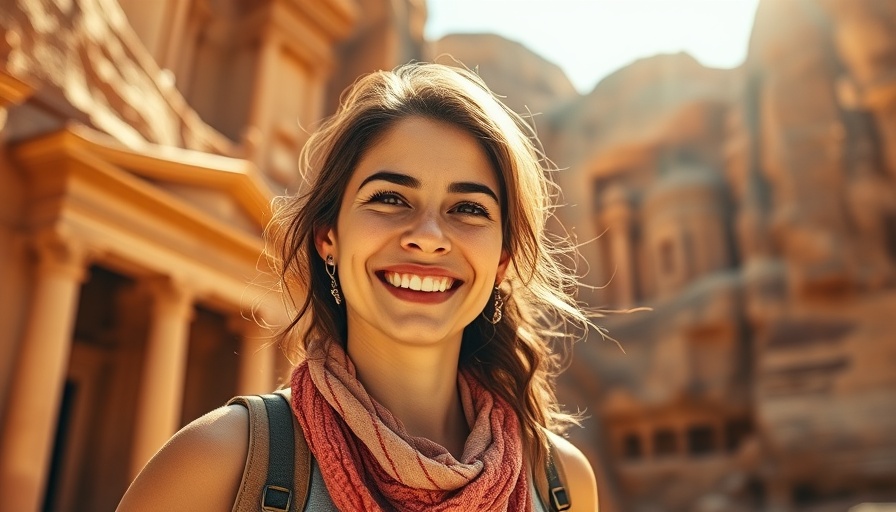 Solo traveler in Jordan exploring Petra with sunlight and ancient rocks.