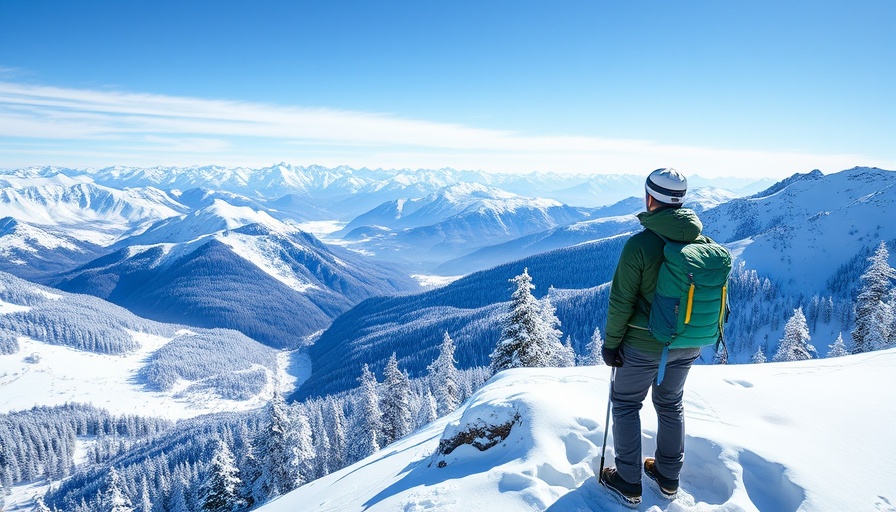 Hiker on snowy mountain showcasing winter layering