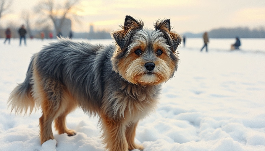 Impressionistic painting of a dog in winter scenery for family outdoor adventures.