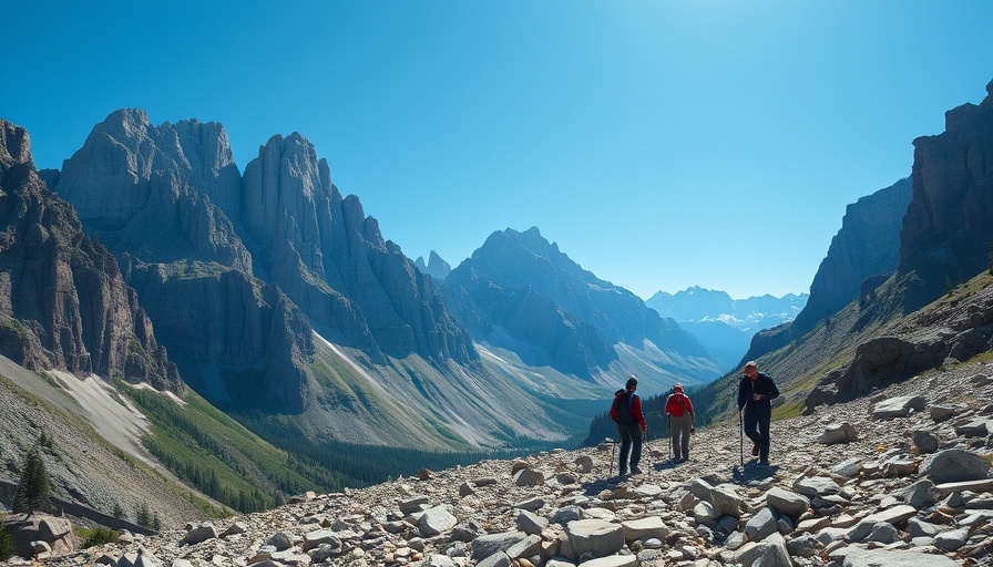 Hikers exploring Glacier National Park rocky cliffs