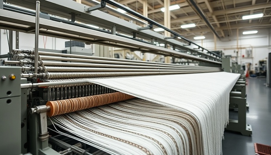 Modern machine weaving sustainable terry towels in a factory