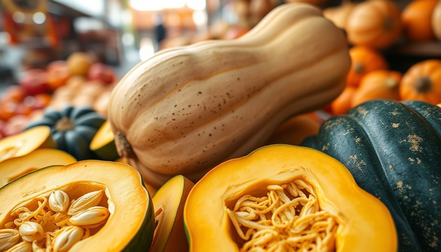 Vibrant squash seeds and slices on display