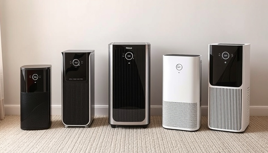 Various modern air purifiers on carpet, best air purifiers showcased.