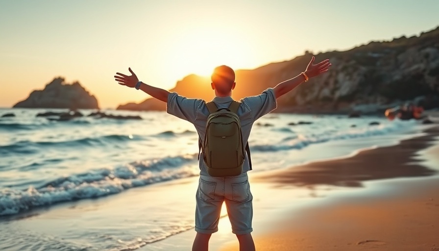 Traveler enjoying a sunrise on a beach for travel maximization.