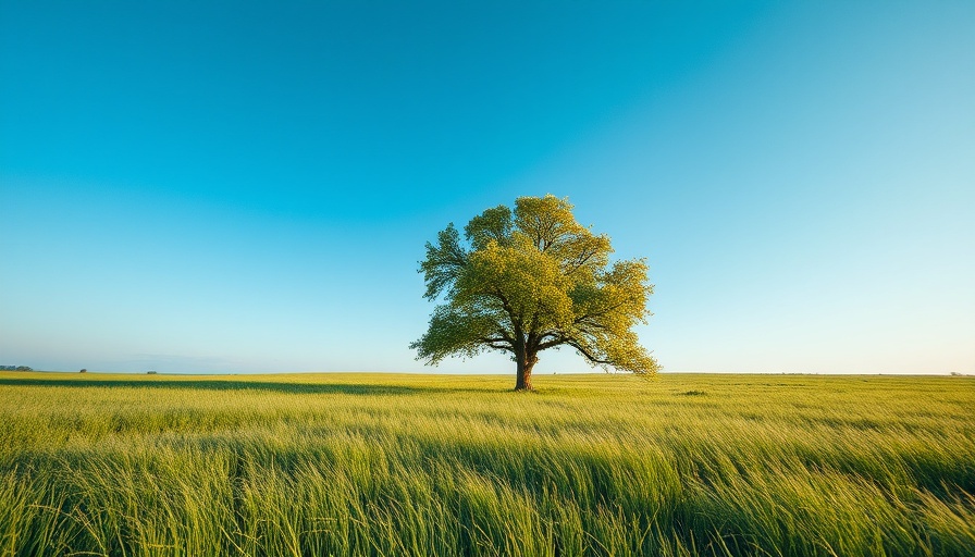 Serene tree in field evokes empathy and inspiration.