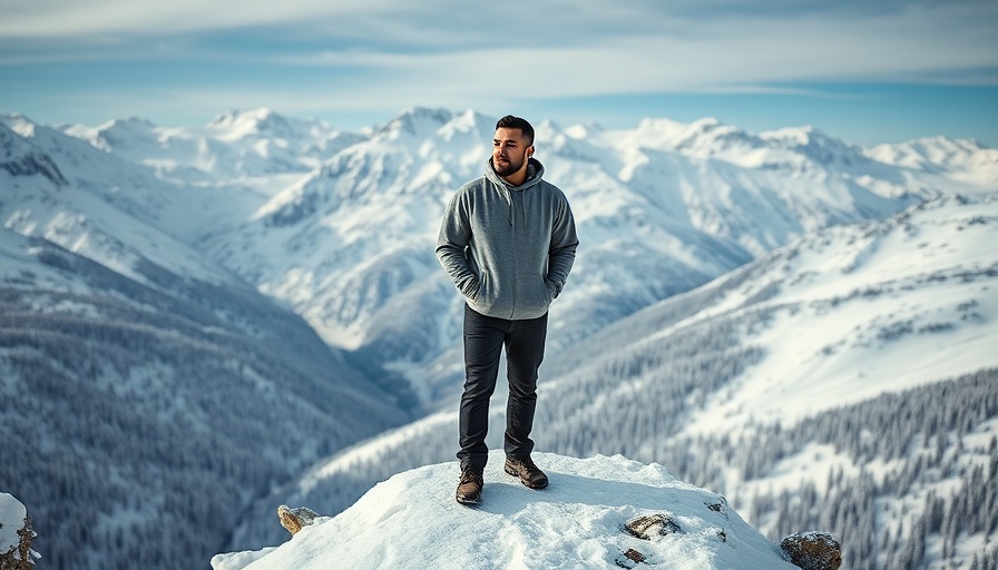 Himali Men's Endeavor Fleece Hoodie in snowy mountain landscape