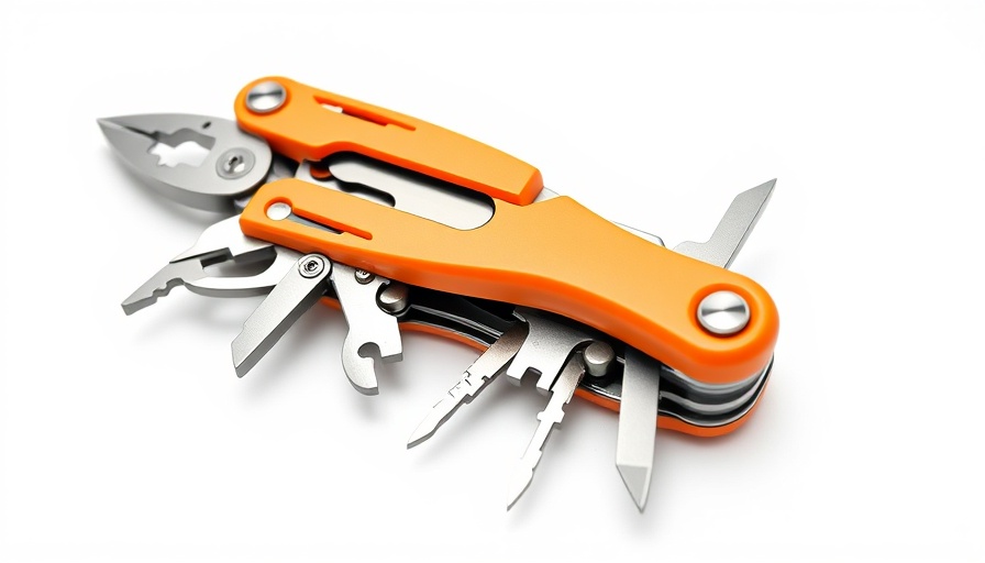 Breech Plug Scraper tool with foldable design and orange handle.