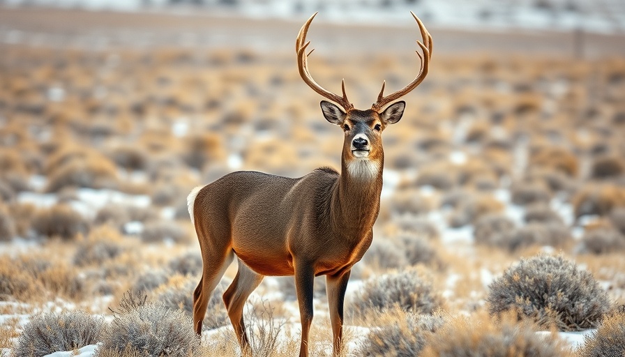 Chronic Wasting Disease mule deer in snowy sagebrush field