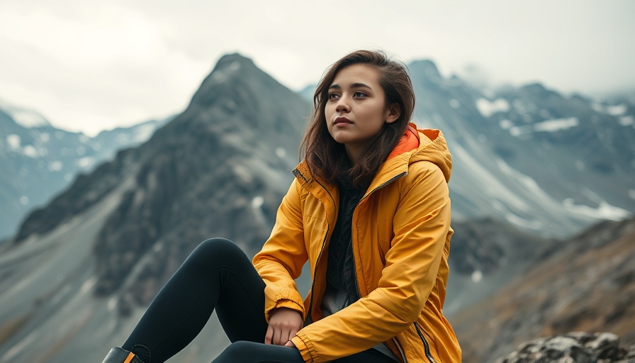 Solo travel in Pakistan, woman in mountains, yellow jacket.