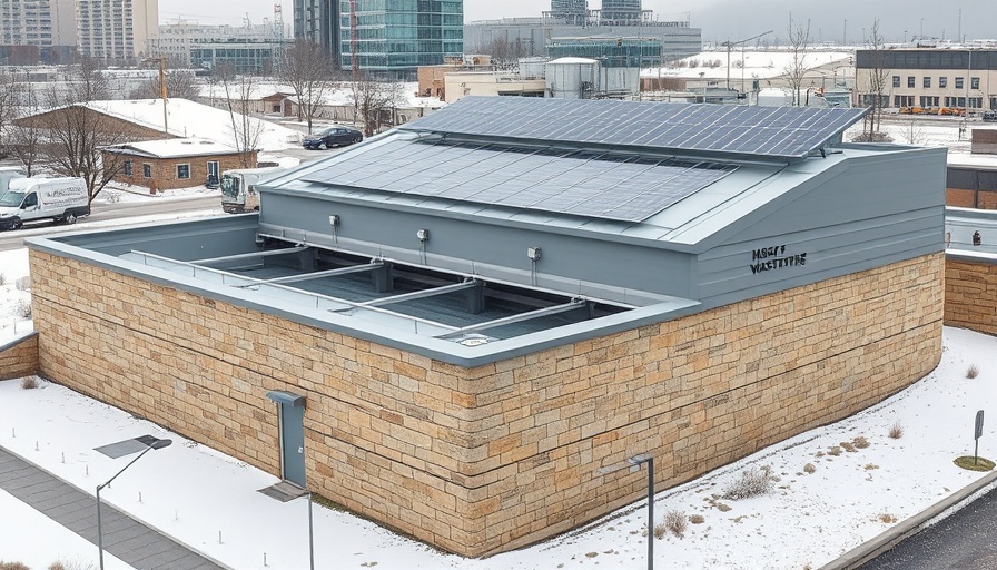 Grease to Energy Wastewater facility with solar panels in winter.