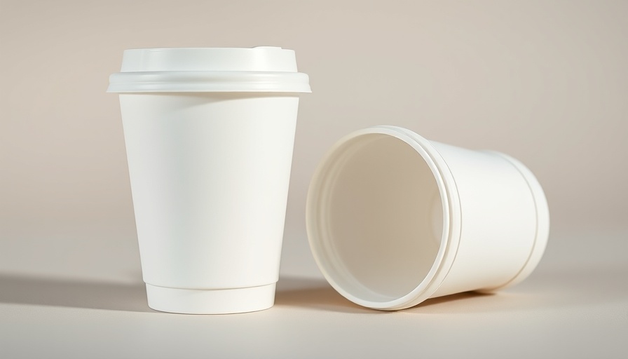 Compostable coffee cups on a neutral background