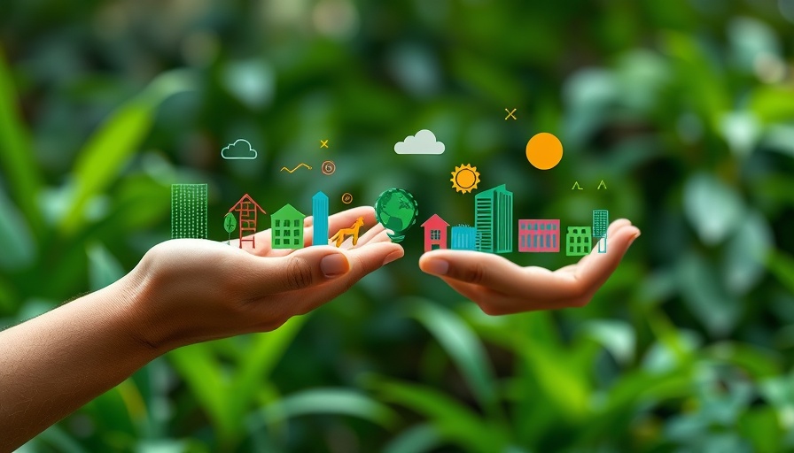 Hands holding carbon credit symbols over a green field.