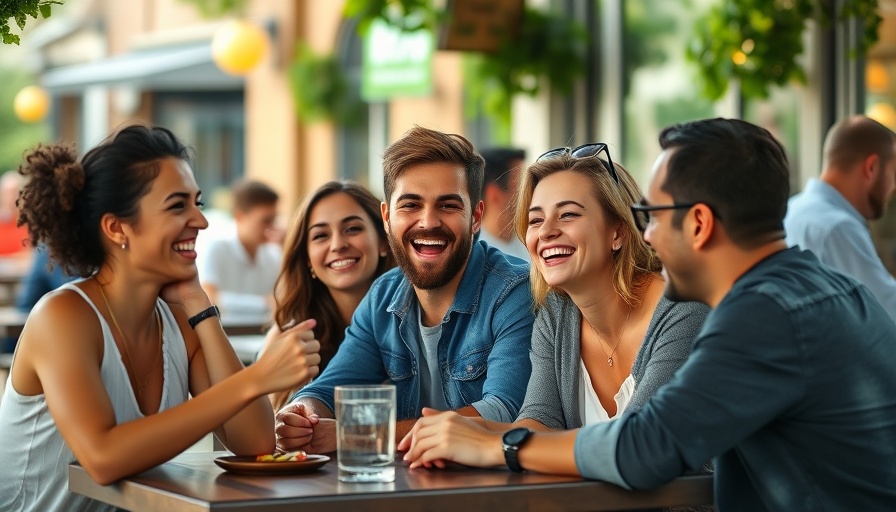 Group of friends enjoying a discussion at a café, highlighting community health importance.