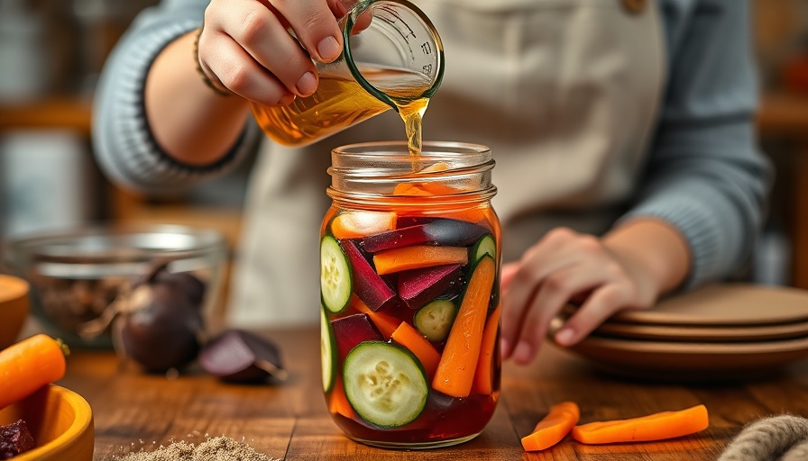 Preparing plant-based pickled vegetables for gut health.