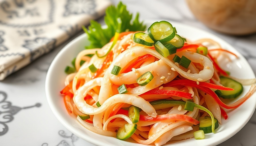 Vibrant Kani Salad with crab and vegetables in a bowl.