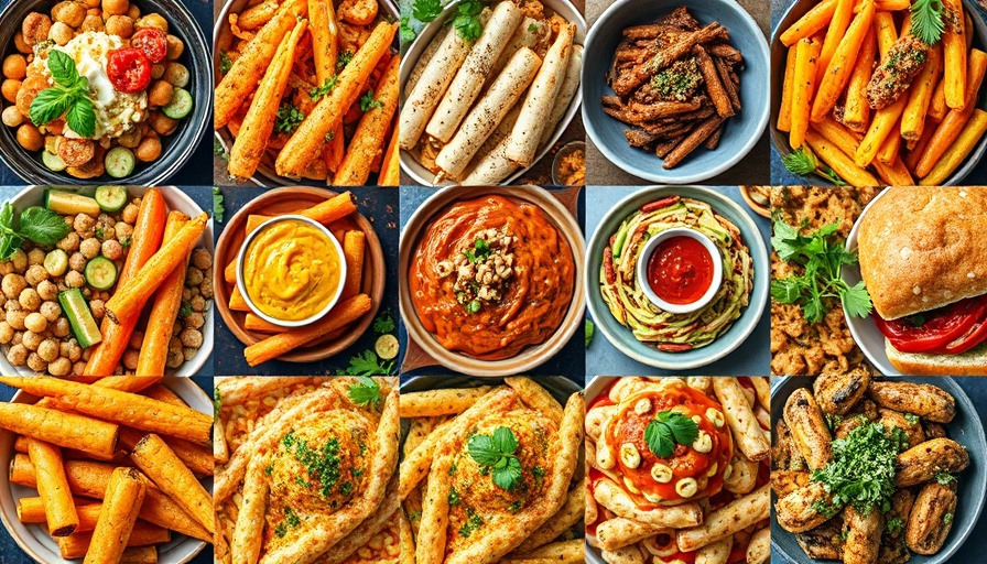 Healthy plant-based Super Bowl snacks collage.