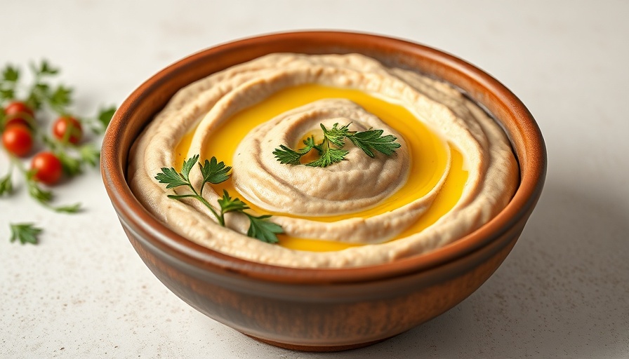 Creamy kidney bean hummus with herbs and olive oil.