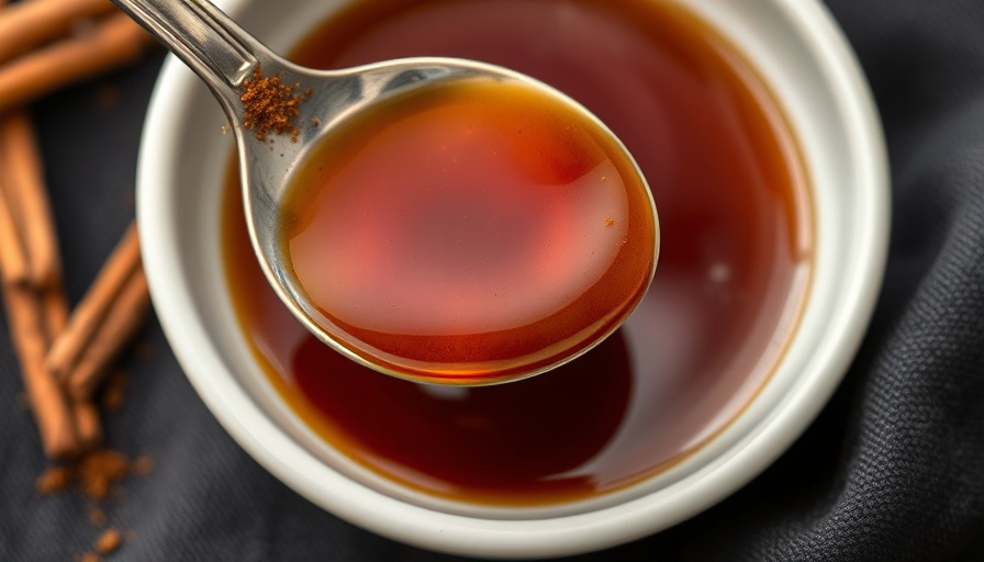 Spicy Maple Syrup in a bowl with a spoon, close-up.