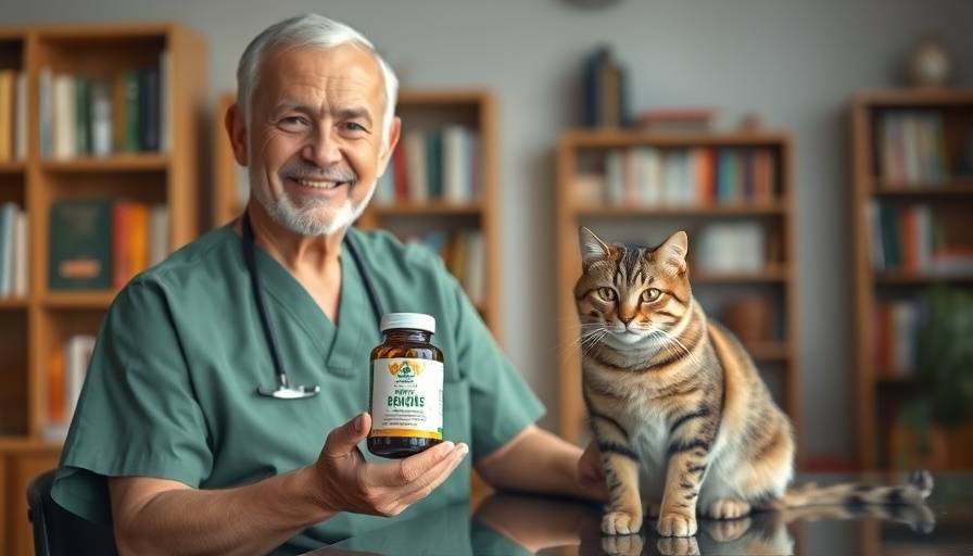 Cat Food Allergy Solutions expert showcasing supplement for cats.