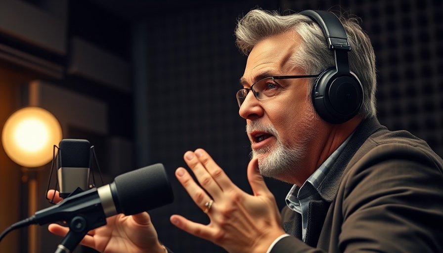 Podcast speaker discussing balanced diet in a studio setting.