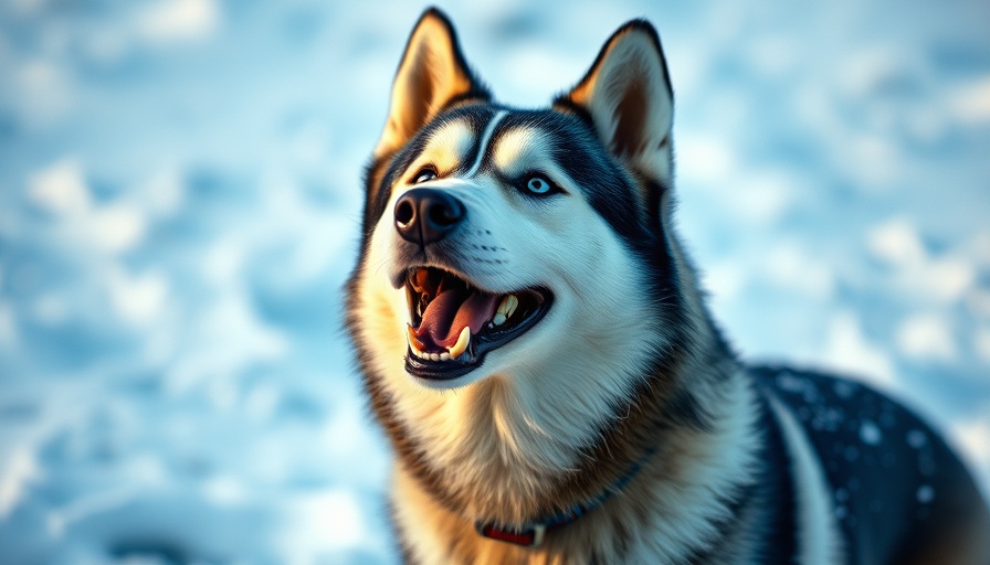 Siberian Husky showing alertness in snowy surroundings.
