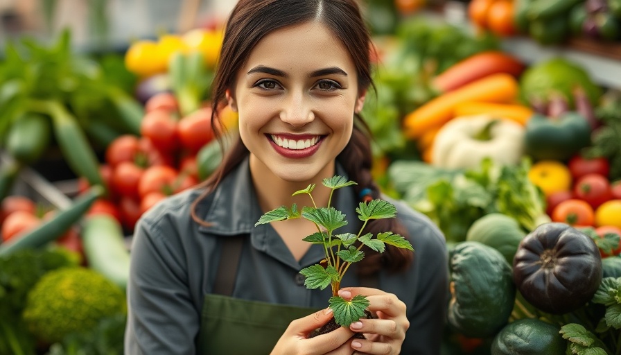 Female gardener holding plant, treat fusarium wilt guide.