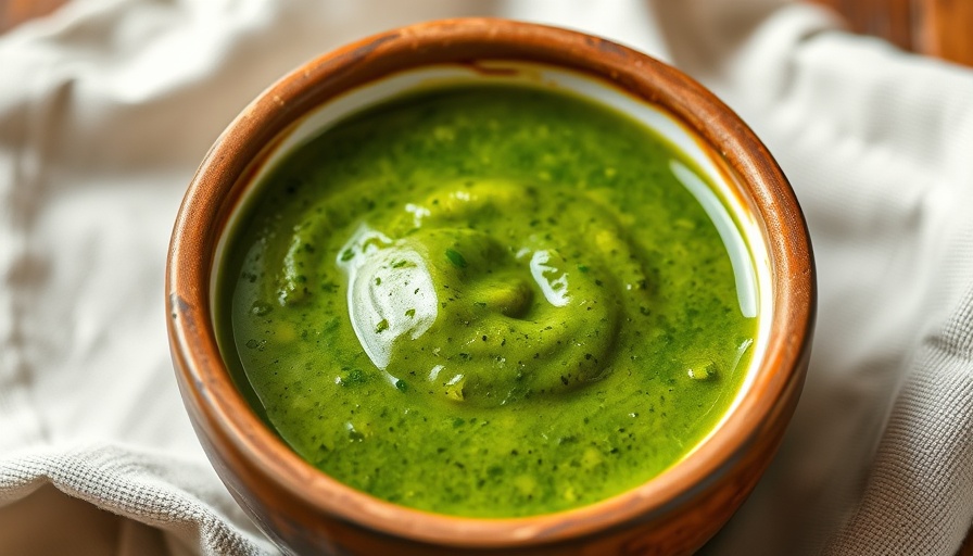 Green Shatta Sauce Middle Eastern Hot Sauce in earthenware bowl