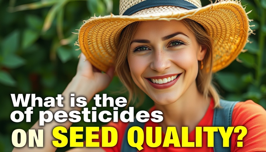 Effects of pesticides on seed quality question with woman in straw hat.