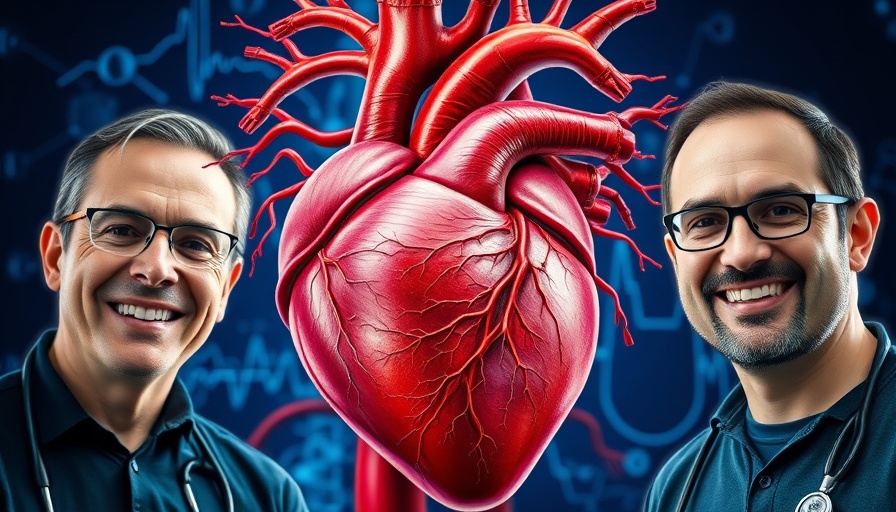 Illustration of heart showing veins with two smiling men.