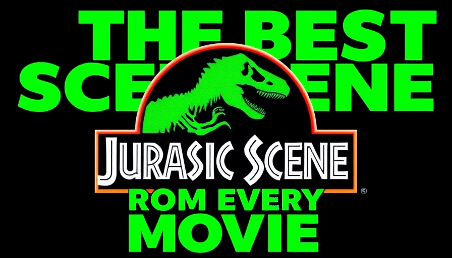 Text graphic with 'The Best Scene From Every Movie' and Jurassic Park logo.