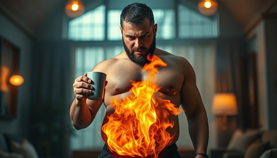 Fat burning drink green tea concept with dramatic flames.
