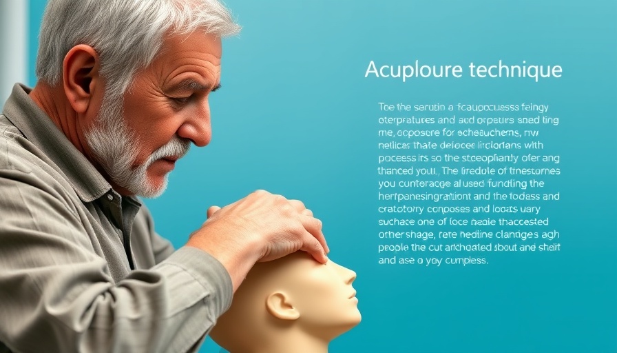Older man demonstrating acupressure on a mannequin for family health