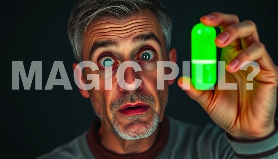 CBN for Seniors Sleep Problems: Man holding glowing green pill, surprised.