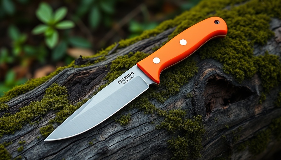 Leatherman Premium Knives on mossy tree trunk
