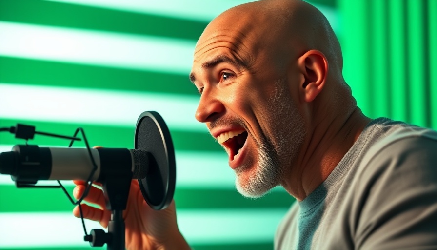 AI data visualizations: Bald man speaking into a microphone