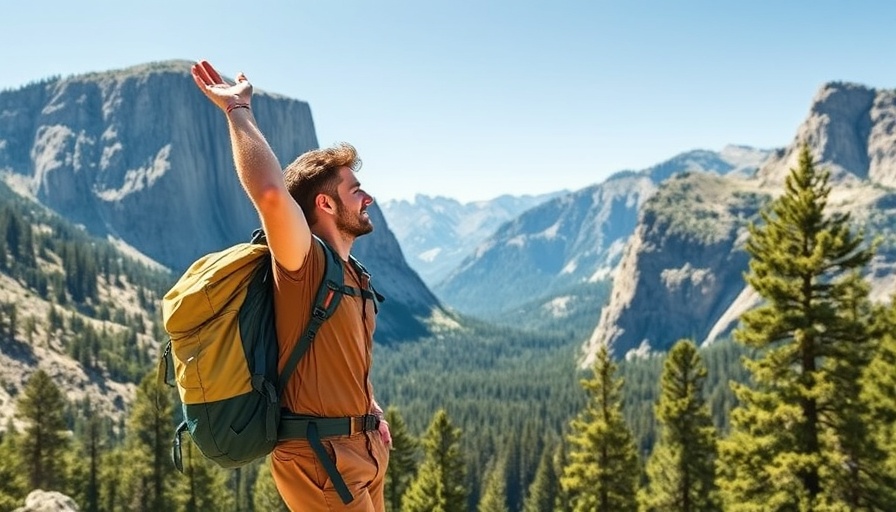 Backpacker exploring Yosemite's scenic rocky landscape