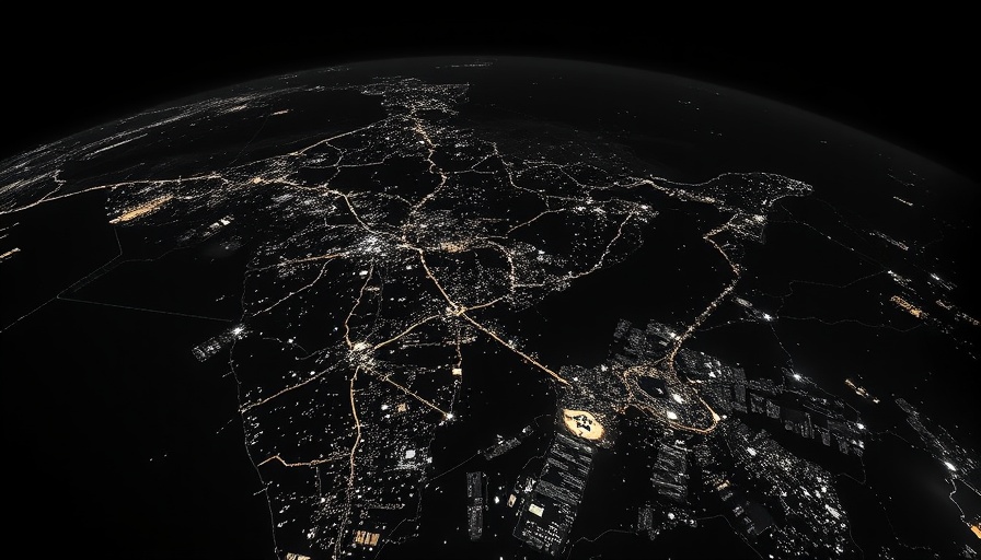 Illuminated satellite view of India highlighting urban night lights, democratizing space.