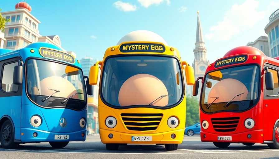 Colorful cartoon buses and mystery eggs for Children Fun.