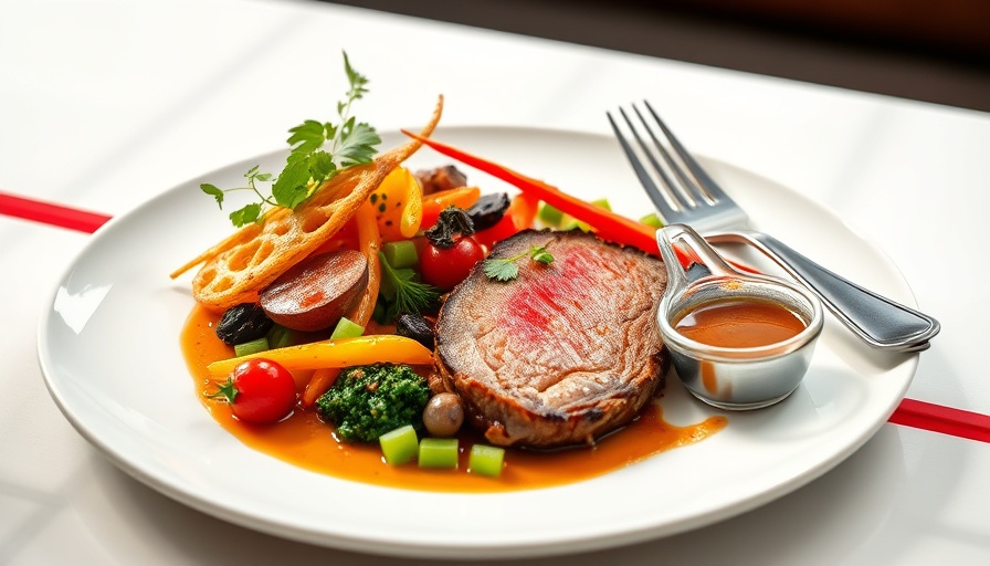 Air France Michelin-Starred Dining plate with gourmet dish.