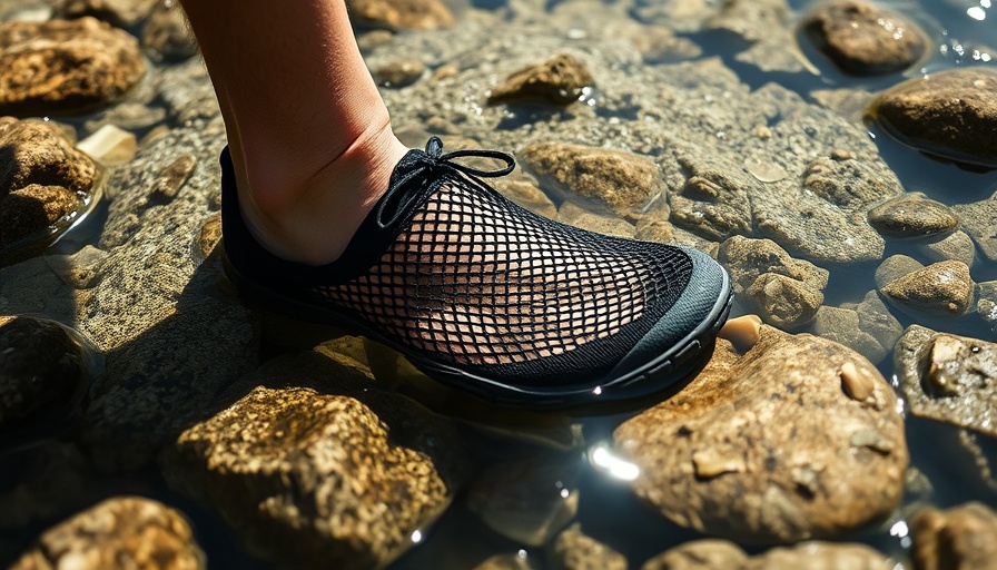 Best Water Shoes of 2025 - Black water shoes in rocky water