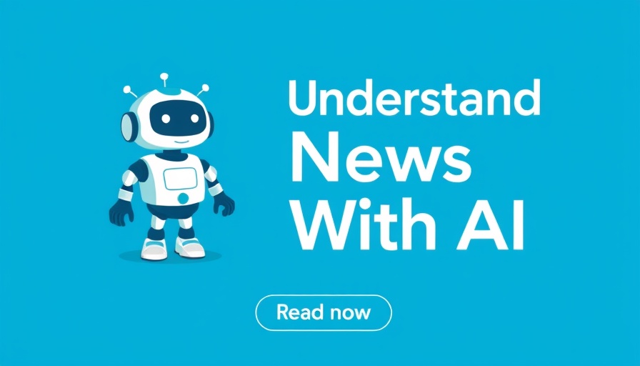Modern digital ad for AI news understanding, blue design.